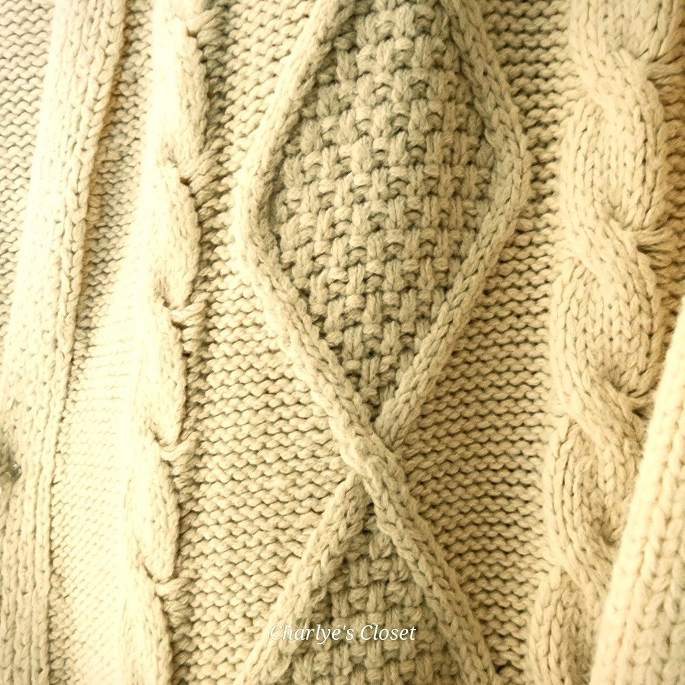Bloomchic Cream‎ Cable Knit Cardigan Sweater Plus Size 22-24 Open Front Pockets - Picture 2 of 7